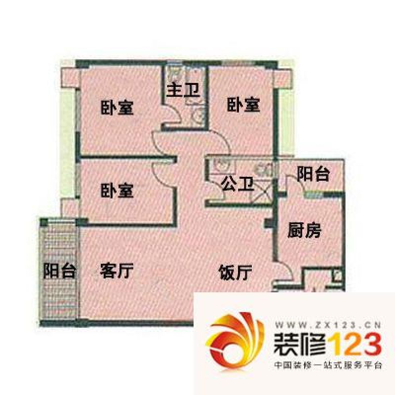 丽江花园华林居户型图3室2厅户型.