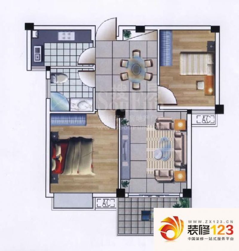 领秀新城户型图4#c户型 2室2厅1 .