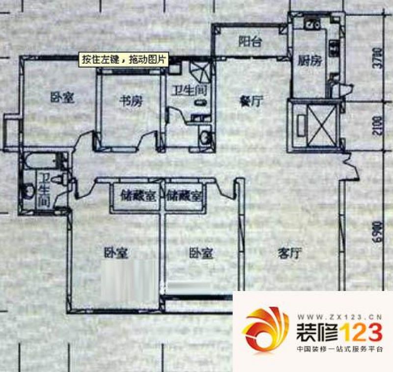 星城世家户型图d4栋104室户型图.