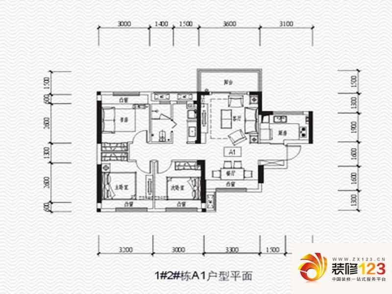 万科金域蓝湾二期a1户型户型图.