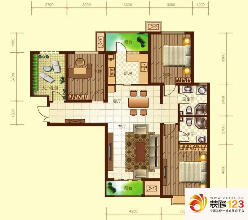 世纪龙庭二期户型图D区T1户型 3 ...