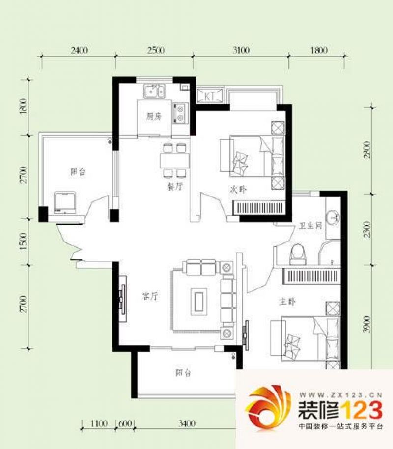 长沙湘江世纪城贯江苑湘江世纪城03户型户型图.