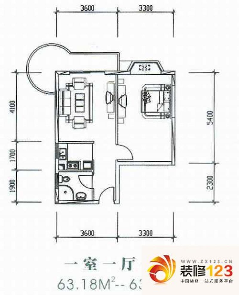 武汉华城广场华城广场户型图两房 2室2厅1卫 .图片