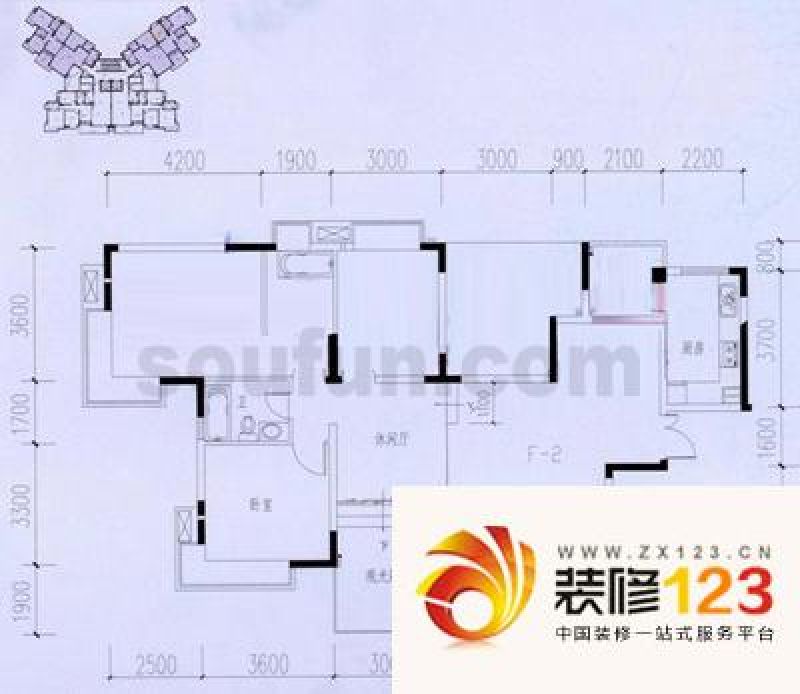 金科绿韵康城户型图3期15号f-2户 .