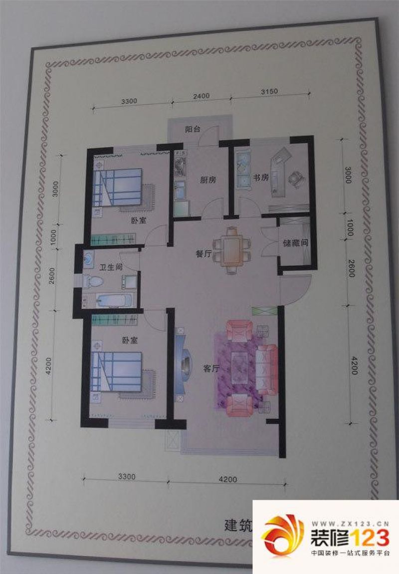 田园牧歌户型图c户型图 3室2厅2 .