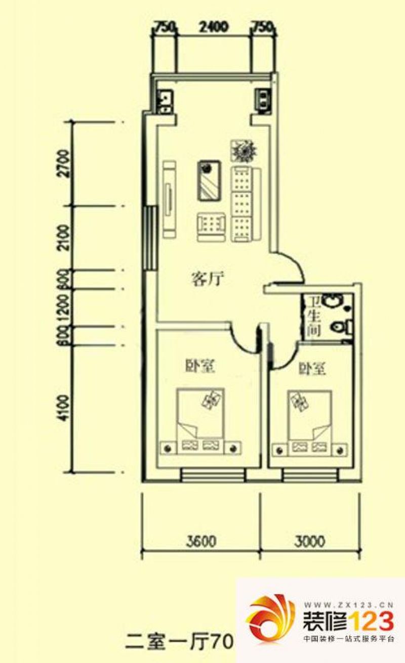 文龙家园户型图i户型图 2室1厅1.