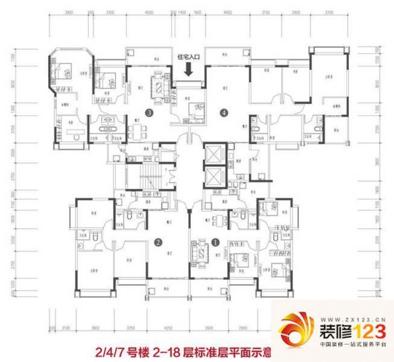 恒大雅苑2,4,7号户型户型图.