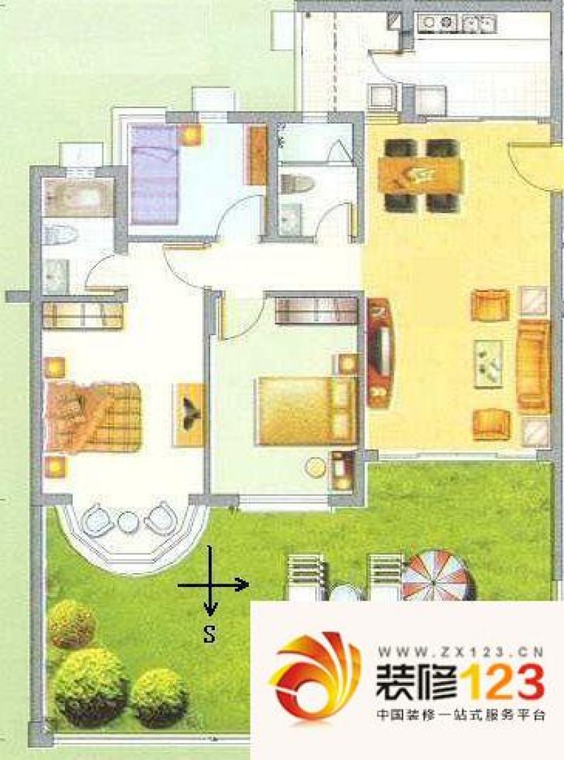 广州祈福新村山泉居祈福新村山泉居户型图4室2厅户型.