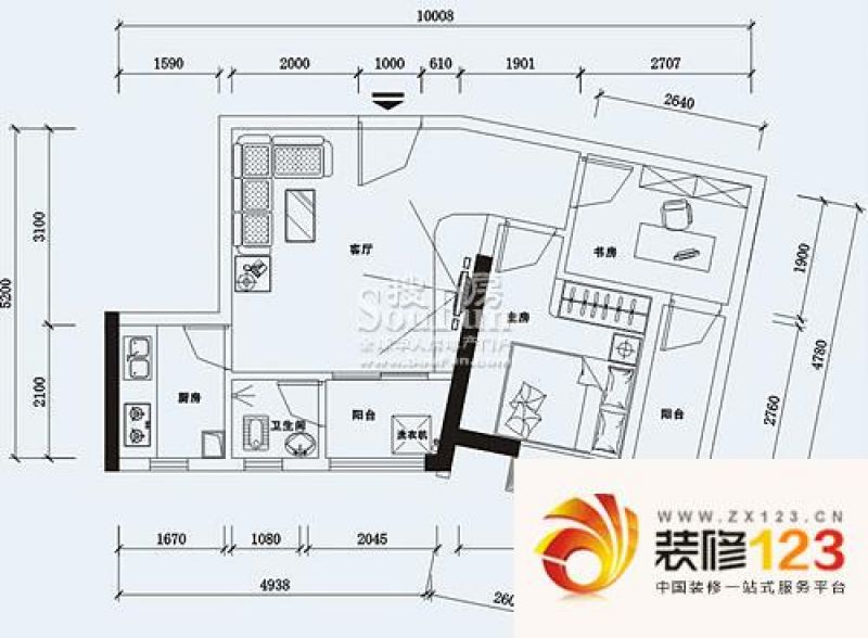 益鑫大厦户型图户型图 2室1厅1卫.