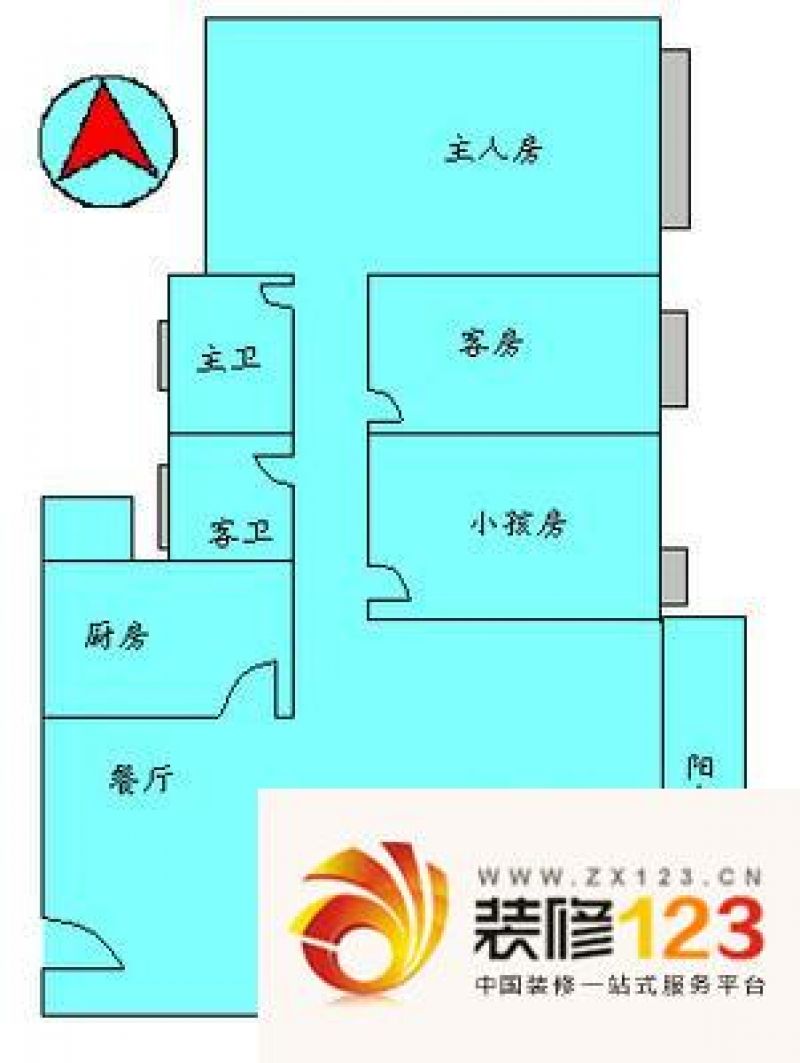 丽江花园华林居户型图3室2厅户型.