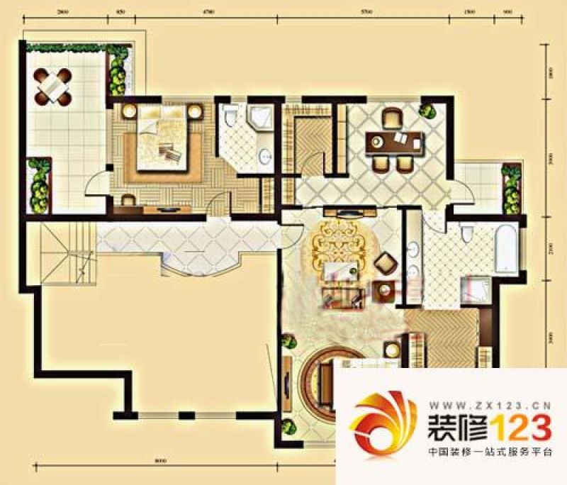 伊顿国际户型图e4-1下层户型 4室.