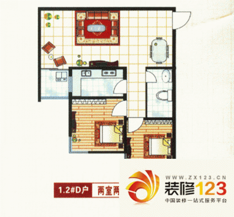 西安旭景新港旭景新港户型图1,2#d 2室2厅1卫 .图片