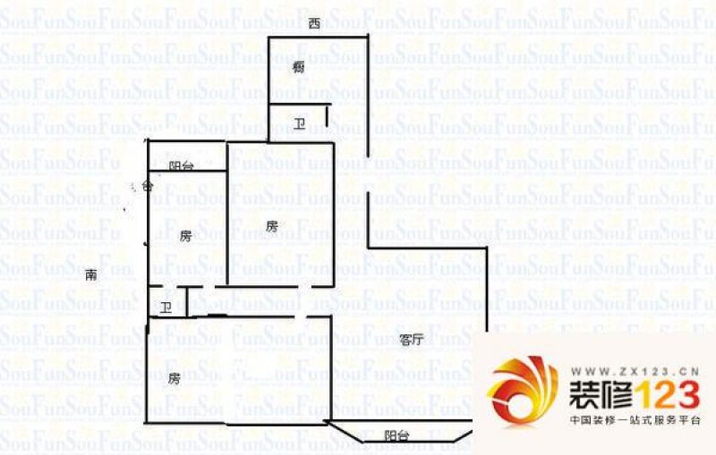 新华联家园户型图3室2厅2卫1厨.