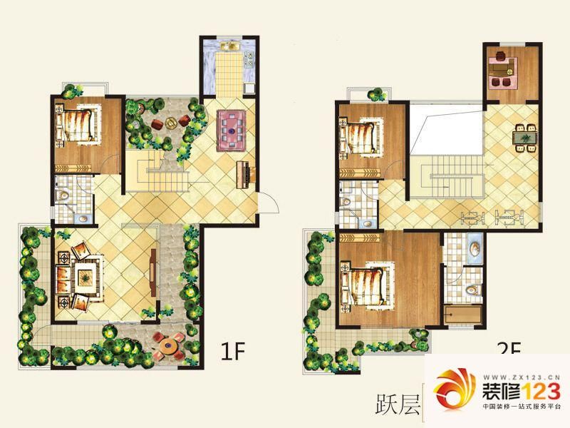 承翰世家户型图b3跃层户型 4室3.