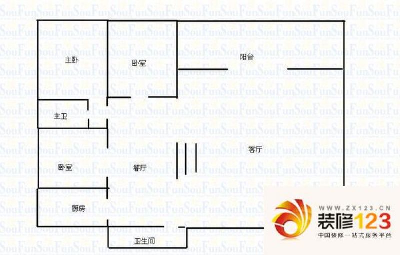 王府花园户型图3室2厅2卫1厨 户 .