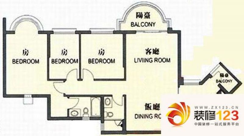 祈福新村迎风阁户型图2室2厅户型 .