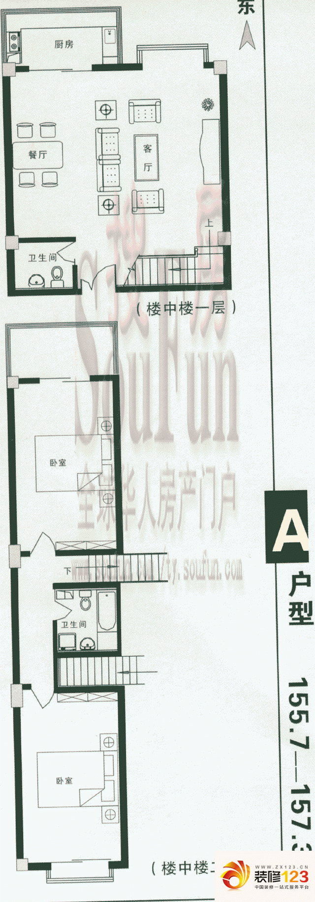 庙前社区(中奥名邸)户型图3室 ...