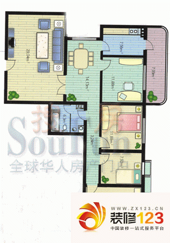 滨河小区户型图4室2厅