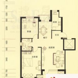 西山阳光水岸户型图F3 2室2厅1卫 ...