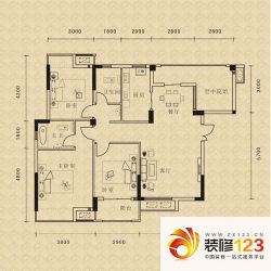 君融天湖户型图C1a户型 3室2厅2 ...