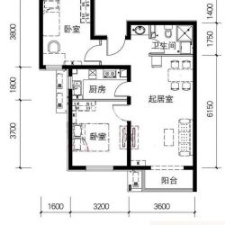 四里社区户型图13 2室2厅1卫1厨 ...