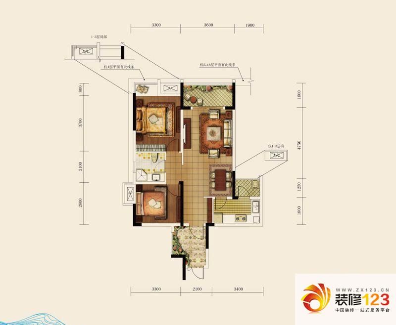 融汇江山一期1号楼标准层e户型户.