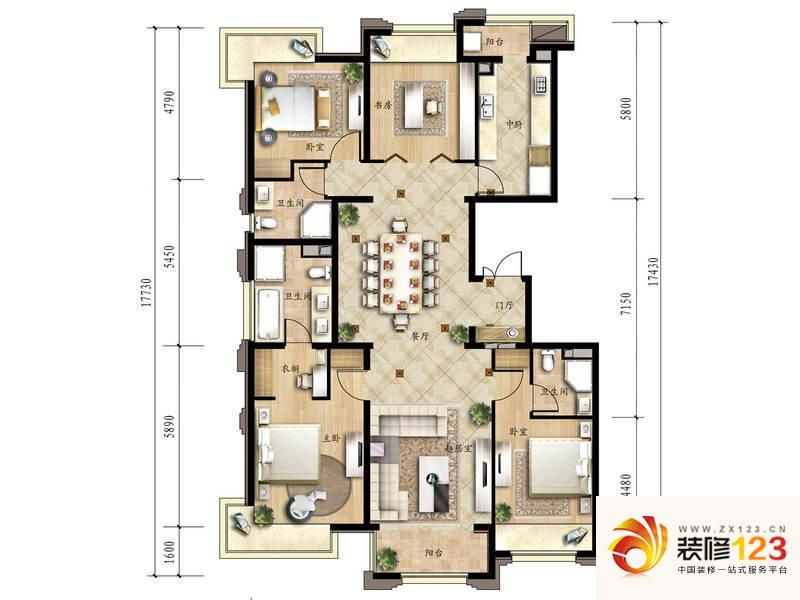 北京龙湖长楹天街龙湖长楹天街3居户型户型图 .图片