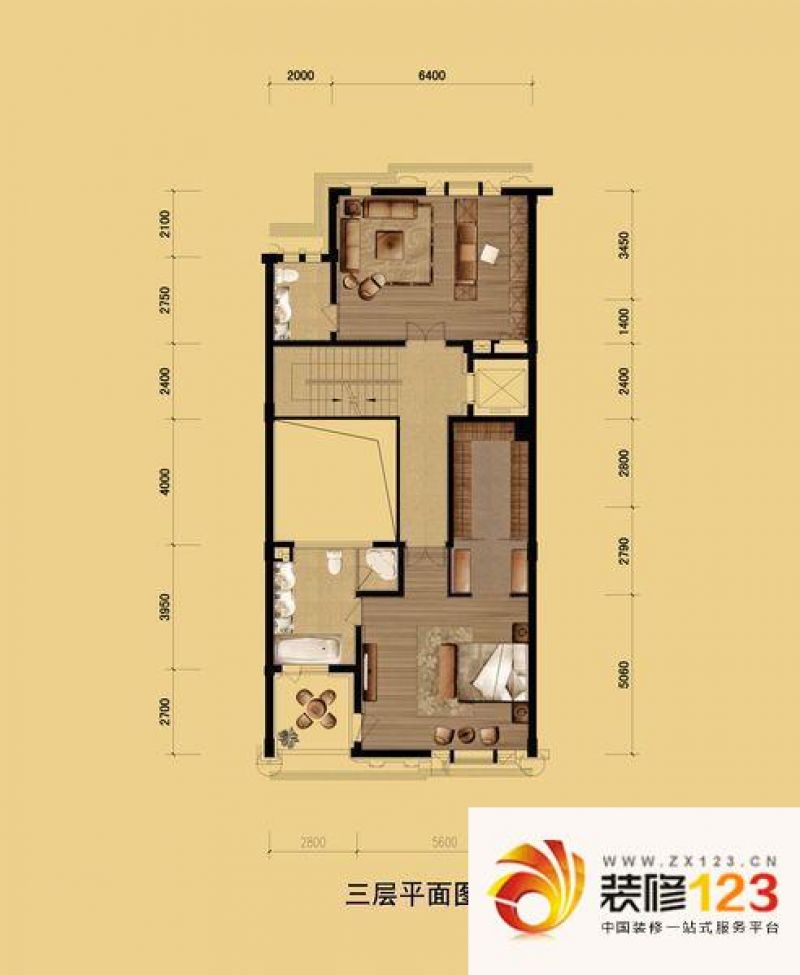 大连一方公馆别墅一方公馆2室户型图(2)户型图.