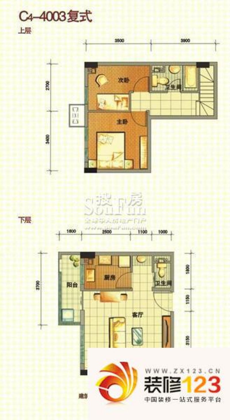 湘隆时代大公馆户型图c4楼4003户 ...