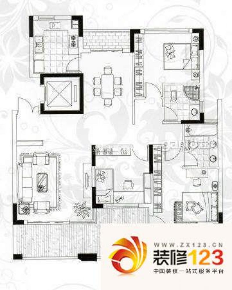 长沙雅致名园雅致名园户型图3室2厅 户型图 3 .