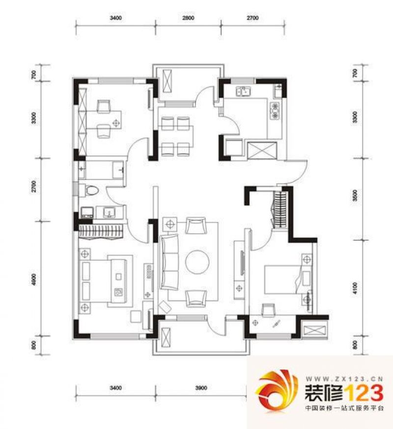 万科魅力之城户型图户型图 3室2.