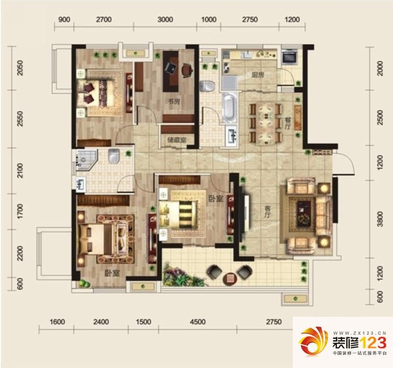 南德国际城户型图d1户型 4室2厅2 .