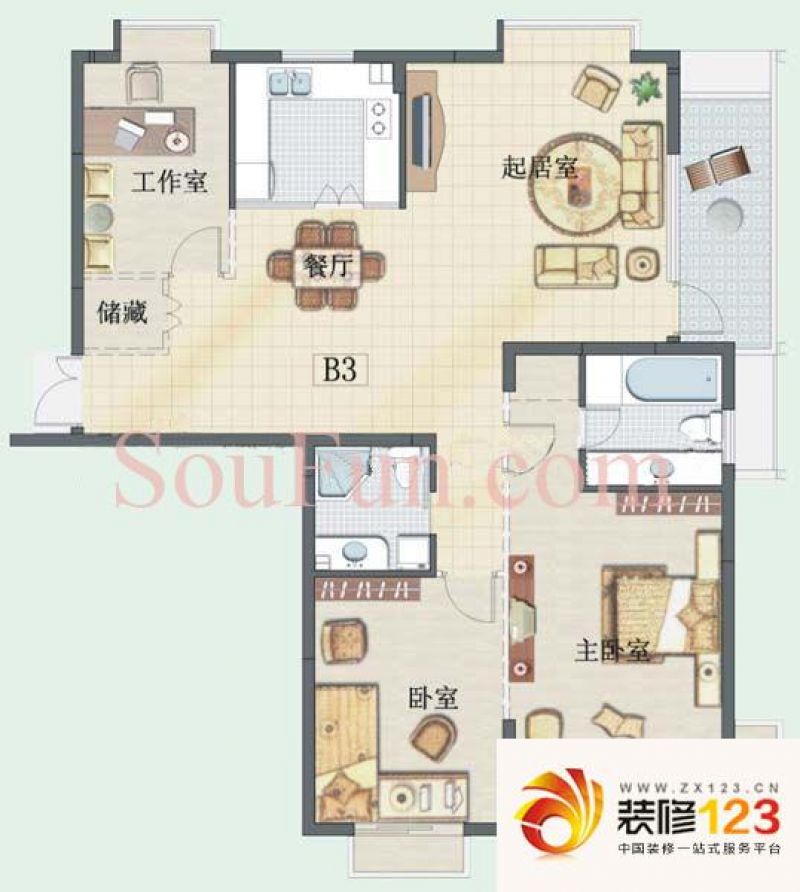 银城西堤国际户型图 户型图 3室 .