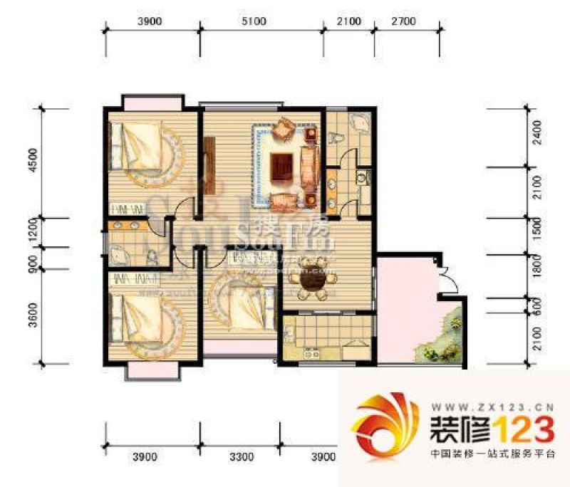 贵阳君临天下君临天下户型图140.01 3室2厅2卫.