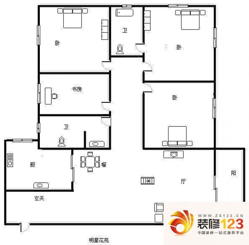 厦大南华路住宅户型图11 4室2厅2 ...