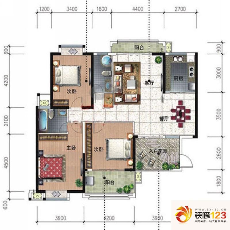 格林威治户型图3#03户型 3室2厅2 ...