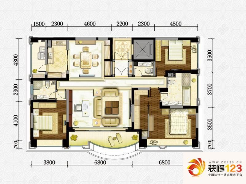 绿地锦天府高层c3户型户型图 .