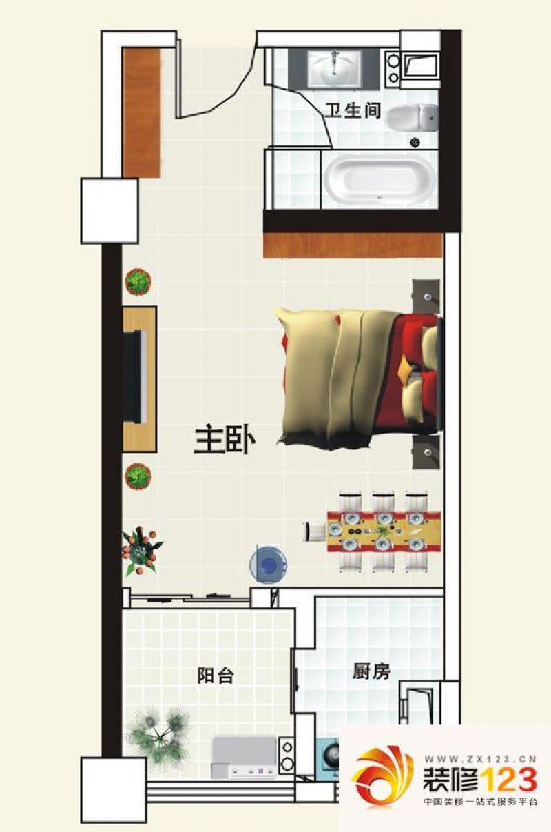 和居名爵户型图B02户型 1室1厅1 ...