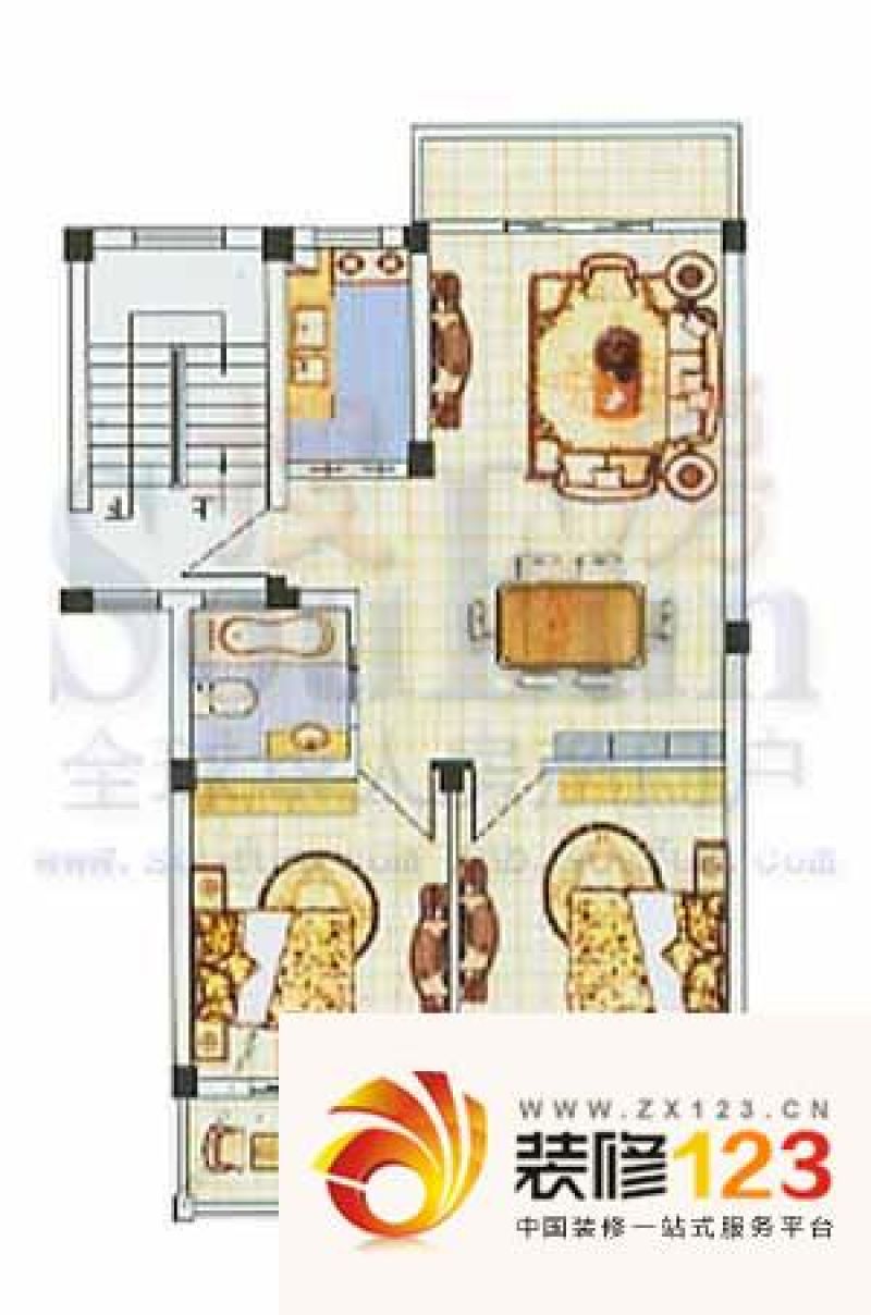 山水人家户型图b户型 2室2厅1卫1 .