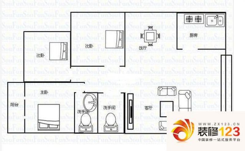 丽城花园 4室户型图