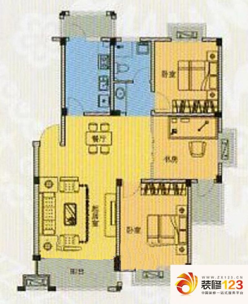 凤凰城户型图多层j户型 2室2厅1 .