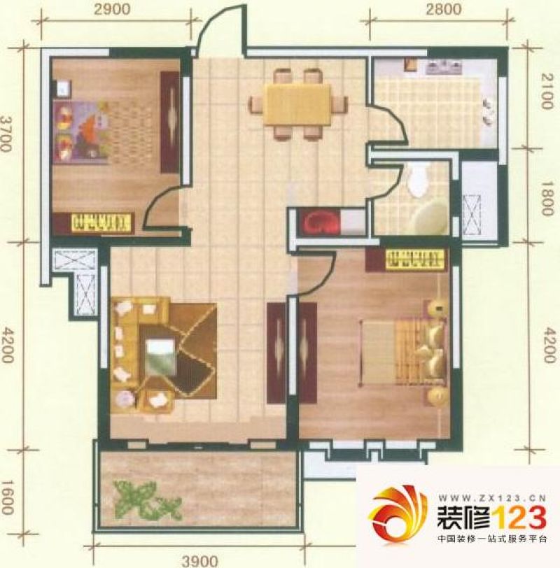 滨湖前城户型图b2户型 2室2厅1卫 .