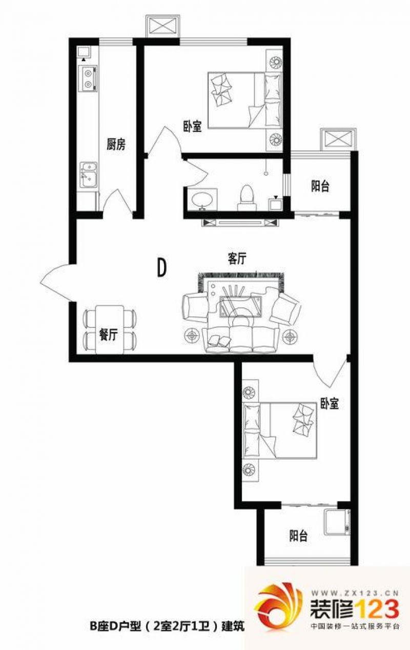金玉小区户型图b座d户型 2室2厅1 .