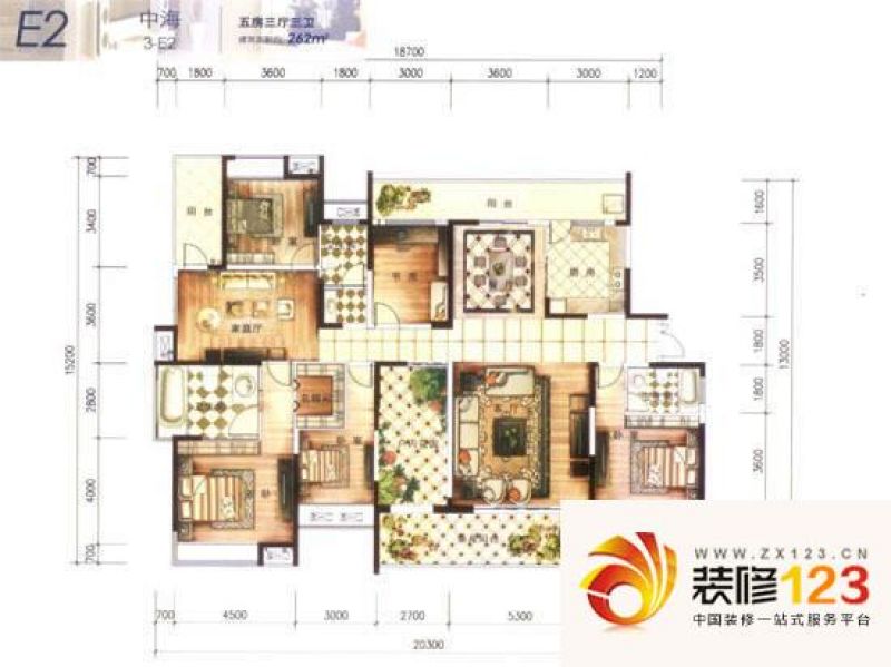 融科东南海e2五房三厅三卫户型图 .