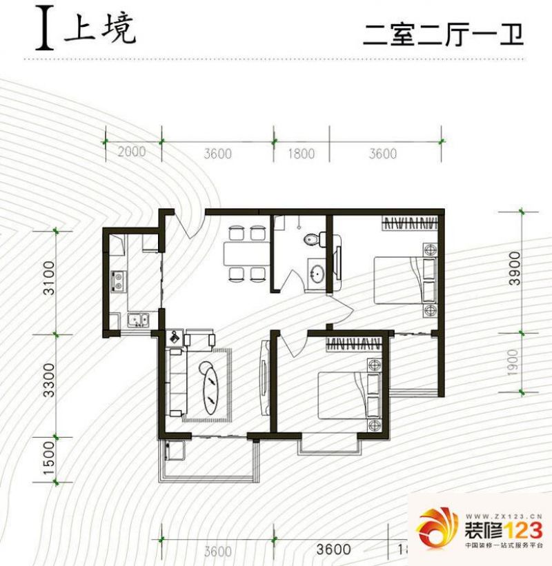 石家庄良城逸景良城逸景户型图h景致 2室1厅1卫1.