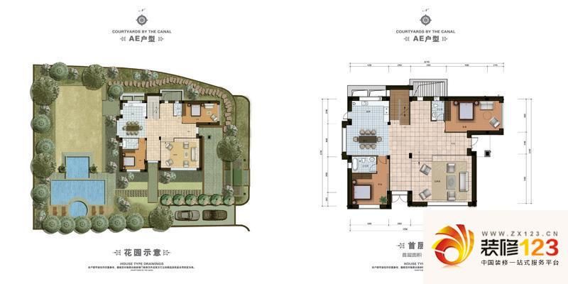 运河岸上的院子户型图ae户型花园 .