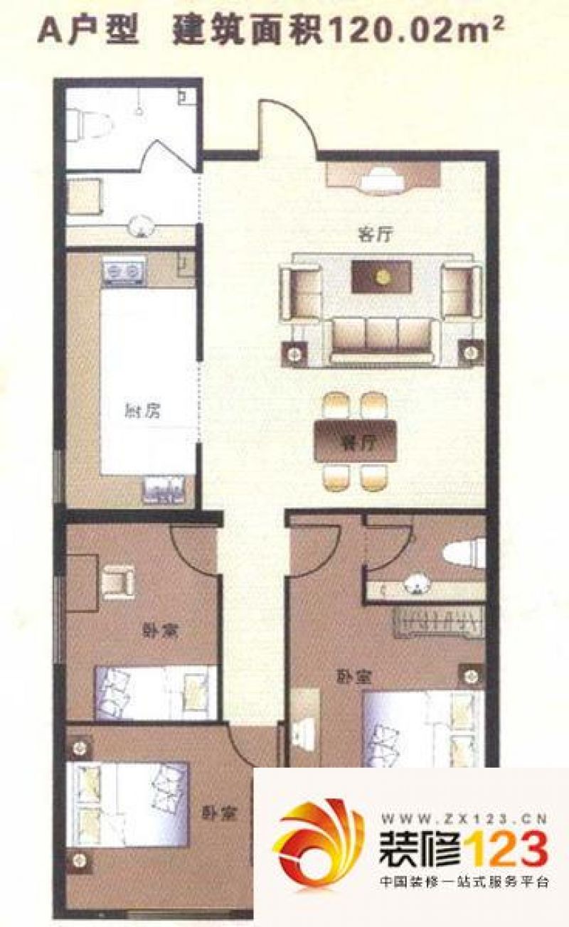 盛世宏基户型图a户型 3室2厅2卫1 .