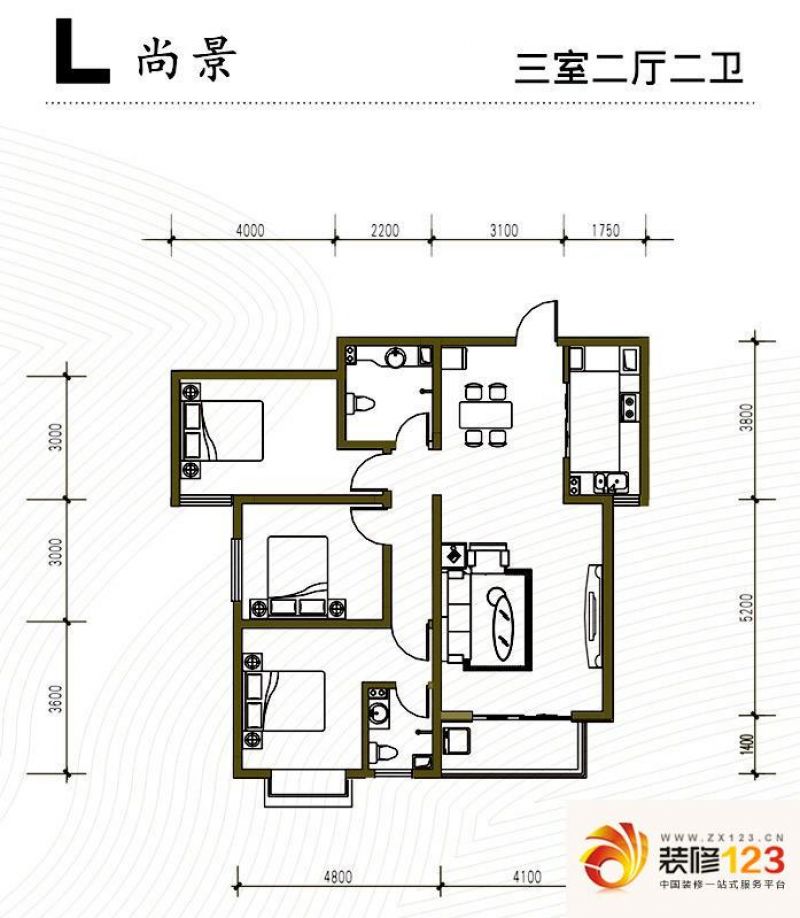 石家庄良城逸景良城逸景户型图h景致 2室1厅1卫1.