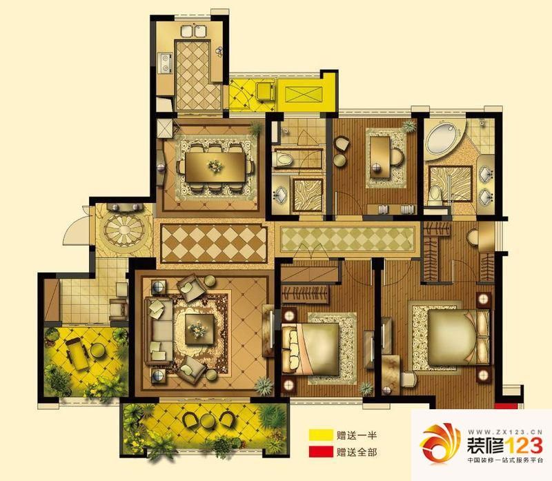 复地悦城户型图户型图 4室2厅2 ...