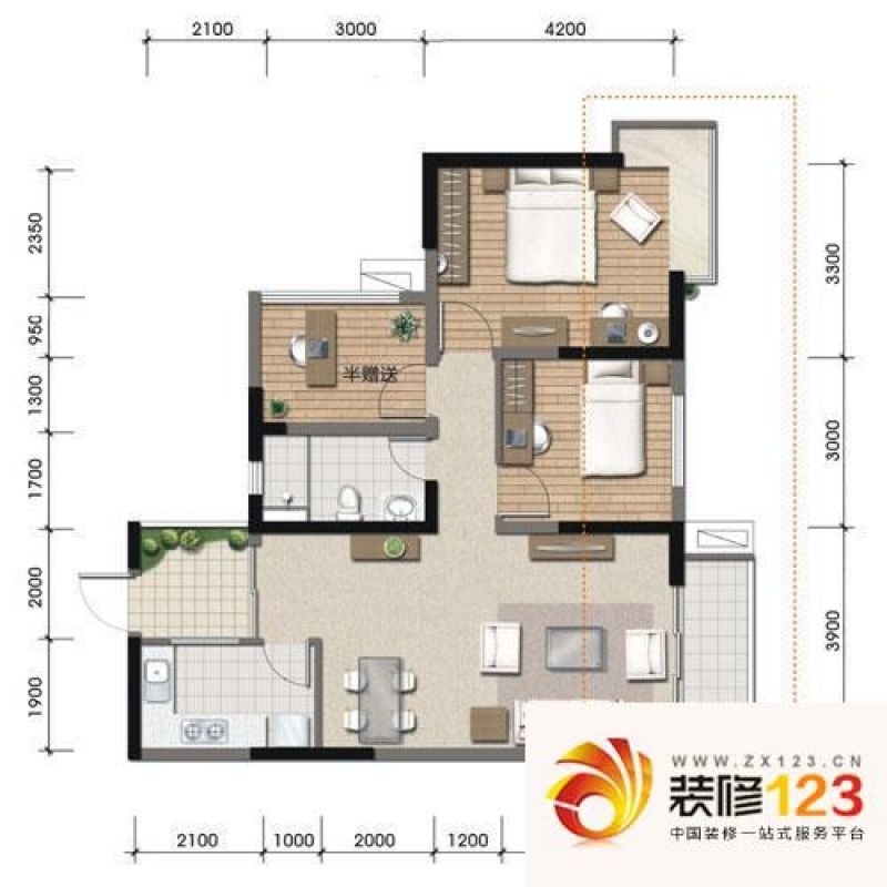 交大绿岭户型图二期D7型 3室2厅1 ...